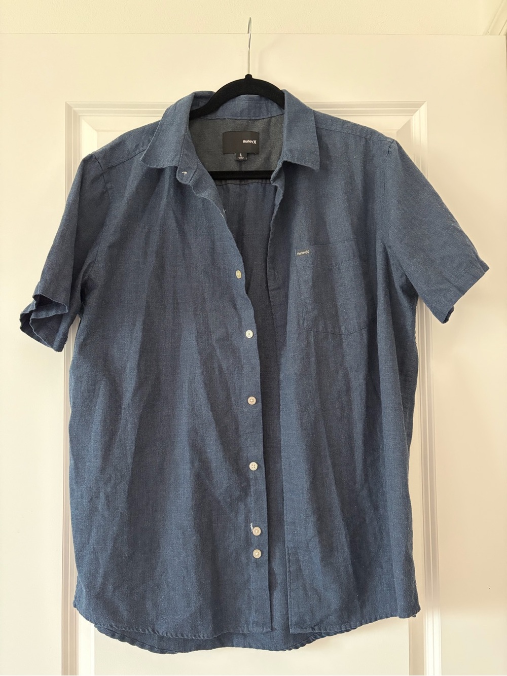 Hurley Navy Blue Short-Sleeve Button-Down Shirt